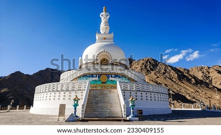 Shanti Stupa In Leh Ladakh, India. Shanti Stupa In Leh Is Among The Top Places To Visit In Leh Ladakh. Royalty-Free Stock Photo #2330409155