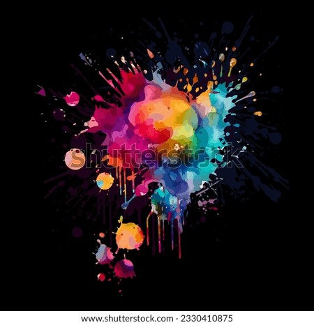 colorful blot on a Black background. Vector illustration Royalty-Free Stock Photo #2330410875