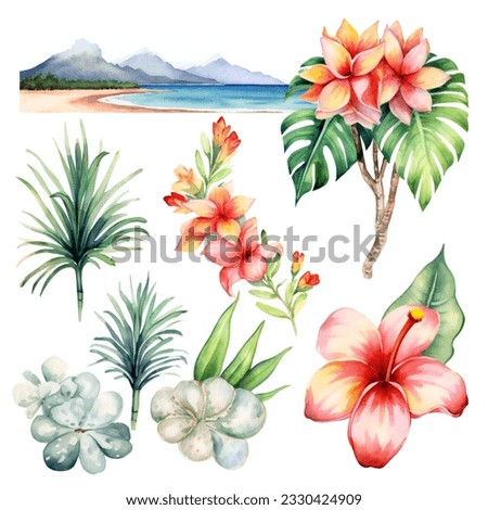 Watercolor Pastel Hawaii Vacation clip art