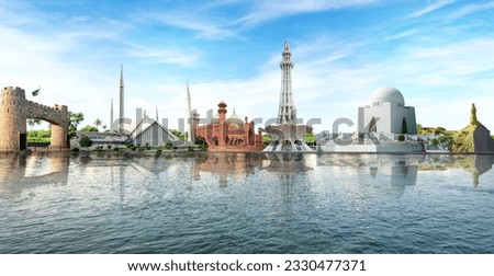 Pakistan Monuments. Sea Environment. Quaid-e-Azam Tomb. Minar e Pakistan. Khyber Gate. Faisal Mosque. Badshahi Mosque. Royalty-Free Stock Photo #2330477371