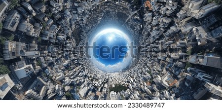 drone view city building cityscape 360 panoramic Royalty-Free Stock Photo #2330489747