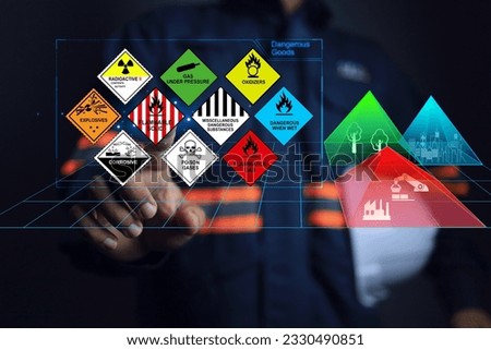 safety officer define hazardous substance areas for easy control and tracking, and separate them from public housing areas and parks. such as flammable, explosive, toxic gas, etc. Royalty-Free Stock Photo #2330490851