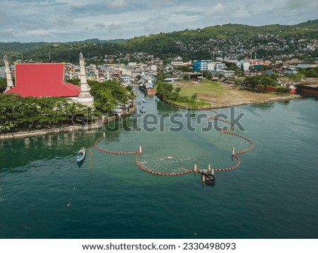 The Aerial view of Estuary in Waihaong District in Ambon Island, Maluku