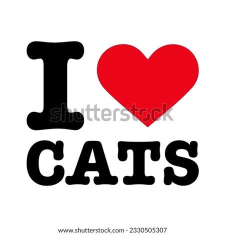 Text Black Red White I Heart Love Cats Cat Vector EPS PNG Clip Art No Transparent Background