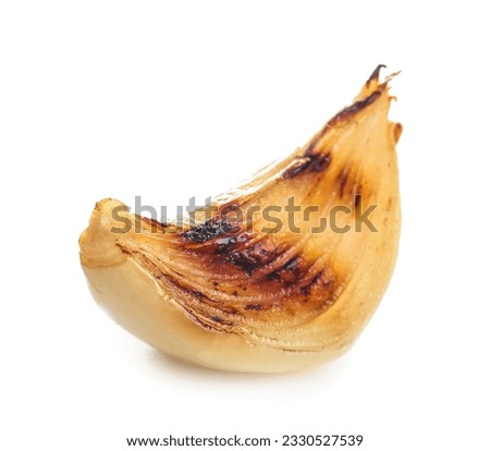 Tasty grilled onion piece on white background Royalty-Free Stock Photo #2330527539