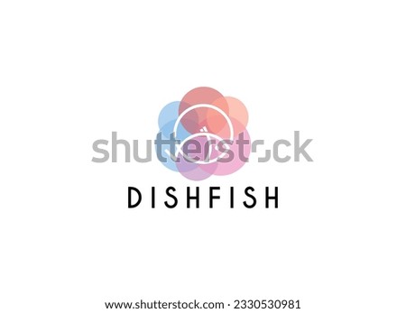 Fish logo with line design vector, restaurant logo , fish and circle