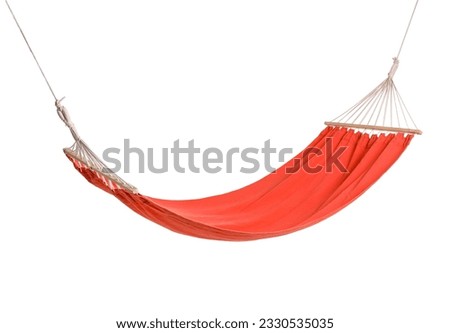 Cozy red hammock isolated on white background Royalty-Free Stock Photo #2330535035