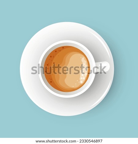 Cup of coffee. Italian cappuccino or americano with milk flat lay cartoon style vector illustration  Royalty-Free Stock Photo #2330546897