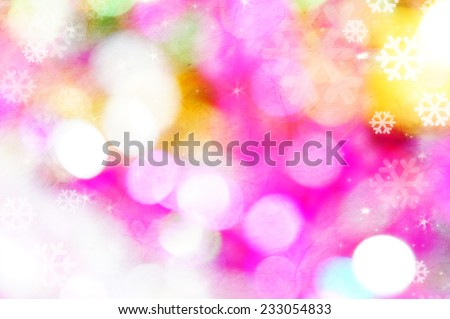 snowflake on vivid color blur bokeh for christmas background