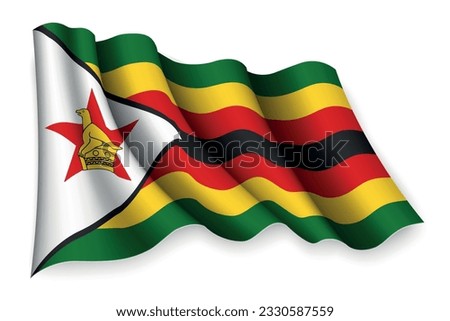 Realistic waving flag of Zimbabwe