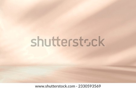 Empty wall room and cement floor with shadow beige light studio background well display product and text on free space backdrop  