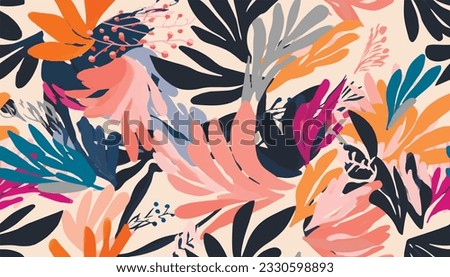 Hand drawn contemporary floral print. Creative colorful seamless pattern. Fashionable template for design