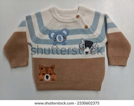 Crew Neck Embroidery with Gather stitch Boys Knitted Sweater and Jumper.