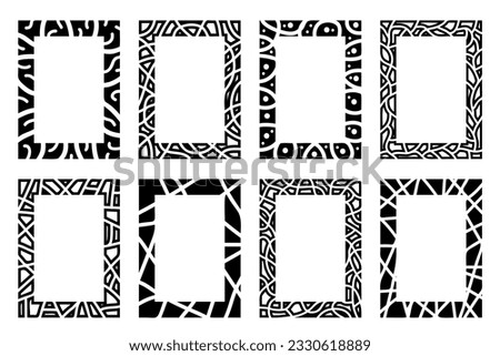 Black rectangle vertical mosaic frames. Frames collection, monochrome flat borders. Copy space for your text and images. Royalty-Free Stock Photo #2330618889