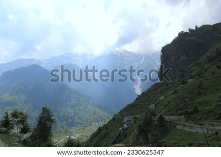 Panorama of Snow Mountain Range Landscape with Blue Sky from Pilatus Peaks Alps Lucern Switzerland. Mountain covered with thick white snow. Indian Himalayas.