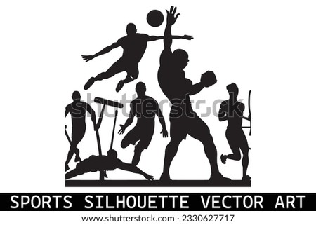 Sports Silhouettes vector, Football Silhouettes, American football player silhouettes, Sports player vector silhouettes.