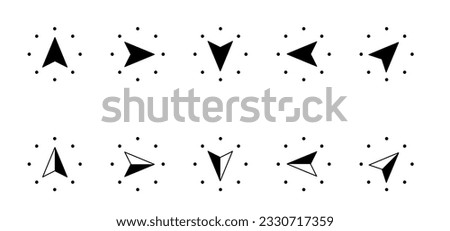 Cartoon magnetic field, compass, arrow icon. Navigational compass with cardinal directions of North, East, South, West. Geographical position, cartography and navigation, route symbol. marine compass Royalty-Free Stock Photo #2330717359