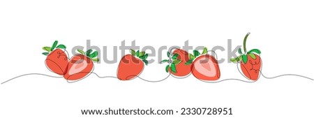 Set of vector stylized strawberries in one line