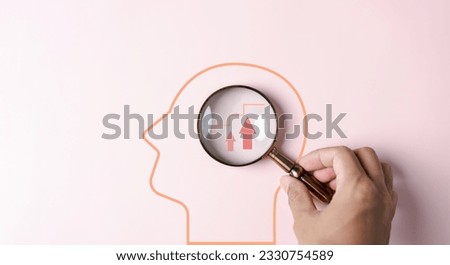 Magnifier focus to growth mindset inside human brain. mental health positive thinking. Royalty-Free Stock Photo #2330754589