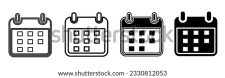 Black and white illustration of a calendar. Calendar icon collection with line. Stock vector illustration.