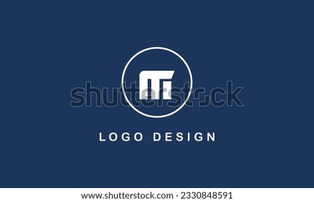 M logo design with circle blue background template. simple logo concept with white logo color.