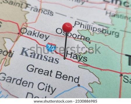 Map of Hays, a city in Ellis County, Kansas.