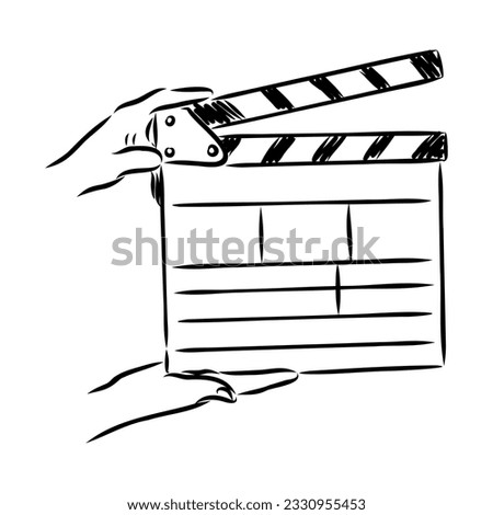 Linear clapper icon for the movie. A firecracker for filmmaking. Board for a film set vector illustration isolated on white background