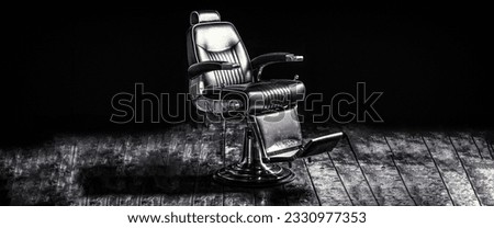Barber shop chair. Barbershop armchair, modern hairdresser and hair salon, barber shop for men. Black and white. Royalty-Free Stock Photo #2330977353