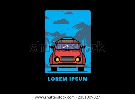 Illustration design of a car going to holiday