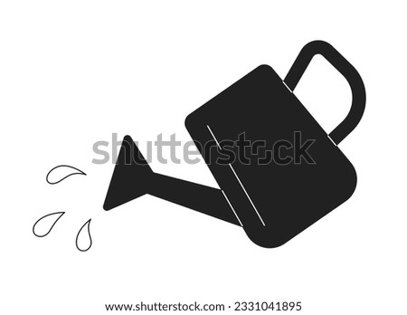 Watering can monochrome flat vector object. Editable black and white thin line icon on white background. Hydration garden equipment. Simple cartoon clip art spot illustration for web graphic design