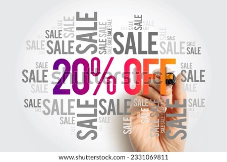 20% OFF Sale word cloud collage, business concept background Royalty-Free Stock Photo #2331069811