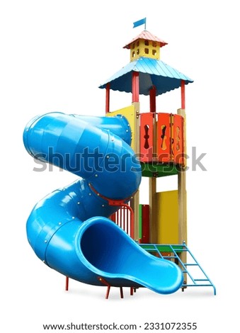 Colorful outdoor playset isolated on white. Modern playground equipment Royalty-Free Stock Photo #2331072355
