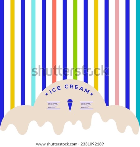 Ice cream packaging inspiration. Stripy colorful banner. For product package, promotional banner or advertising. Vector illustration, flat design Royalty-Free Stock Photo #2331092189