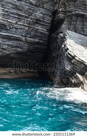 Beautiful sea caves of Paleokastritsa bay colourful picture 