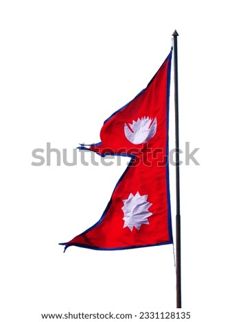 Flag of Nepal isolated on white background. World's only irregular flag, acting as both the state flag and civil flag of a sovereign country.
