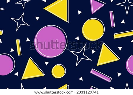 Colourful memphis style nostalgic background or retro 80s 90s seamless pattern wallpaper vector
