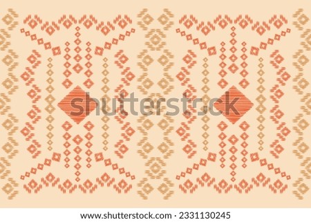 Ethnic Ikat fabric pattern geometric style.African Ikat embroidery Ethnic oriental pattern brown cream background. Abstract,vector,illustration.Texture,frame,scarf,decoration,wallpaper,silk motif.
