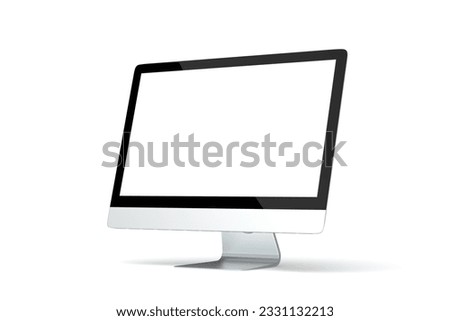 Laptop with blank screen isolated on white background, white aluminium body. 3D illustration, 3D rendering.