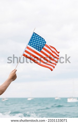 a hand holding the american flag