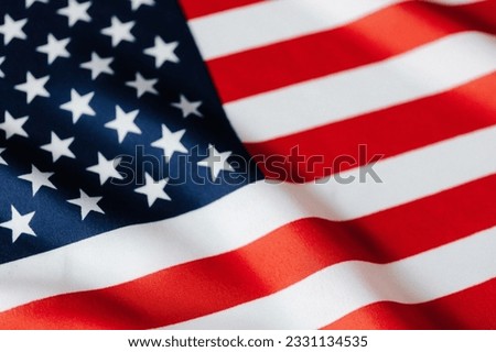 USA flag, close-up. Studio shot Royalty-Free Stock Photo #2331134535