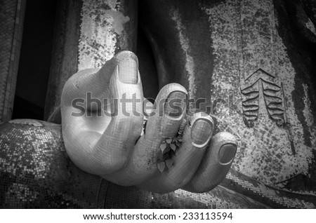 Closeup the hand of big buddha
