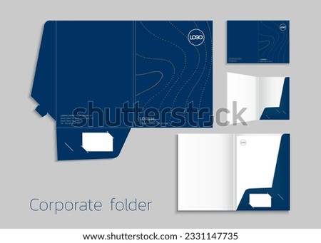 A4 size single pocket reinforced folder mock-up isolated a minimalistic design Dark green theme vector illustration.