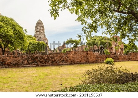 Ruins of buildings Old Thai Vihara Chedi at Wat Ratchaburana Phra Nakhon Si Ayutthaya Province, Thailand, Asia