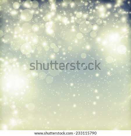 Abstract Christmas background with snowflakes and holiday lights 