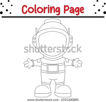 Cute astronaut in a space suit on white background. Vector illustration coloring page