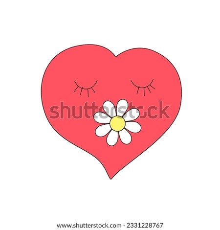 Heart with flower. Love design sketch vector illustration.