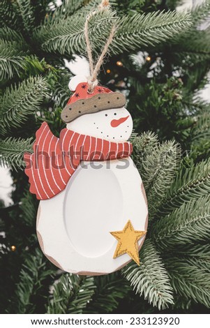 Snowman white christmas tree frame pictures