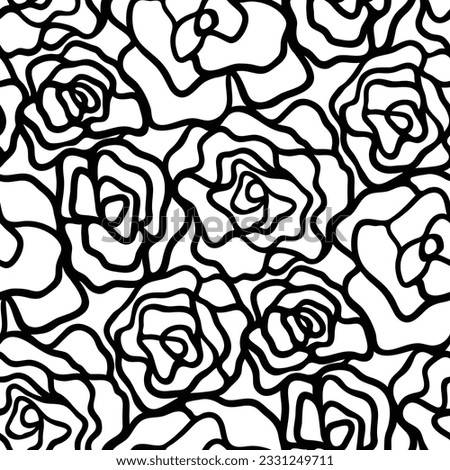 Black and white floral seamless pattern
