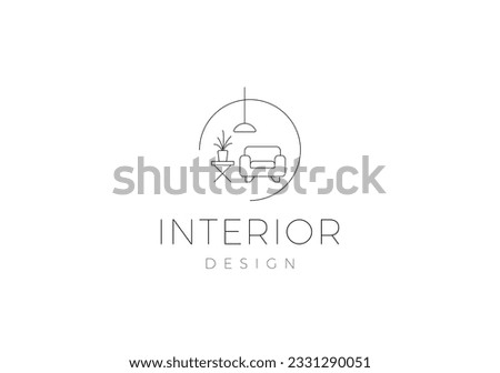 Interior minimalist room, gallery furniture logo design vector. Furniture icon, Furniture icon logo. Royalty-Free Stock Photo #2331290051