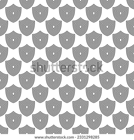 Abstract shield seamless pattern. Security shield protection vector geometric illustration. Stock vector illustration.